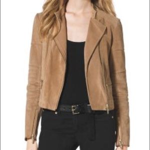 Michael Kors Tan Suede Moto Jacket